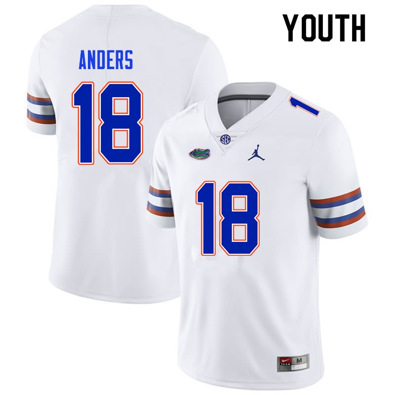 NCAA Florida Gators Jack Anders Youth #18 Nike White Stitched Authentic College Football Jersey DVL7564LI